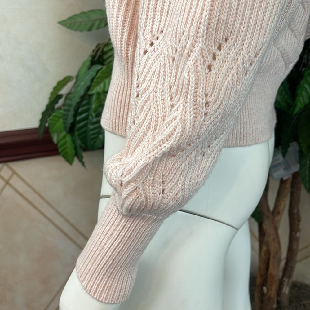 WHBM BLUSH OFF-THE-SHOULDER CABLE KNIT SWEATER - Picture 9 of 12